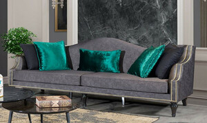 Casa Padrino Luxus Barock Sofa Grau / Schwarz / Gold - Prunkvolles Wohnzimmer Sofa im Barockstil - Barock Wohnzimmer M�bel