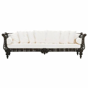 Casa Padrino Luxus Barock Sofa Schwarz / Wei� 300 cm - Barock Hotel & Garten M�bel