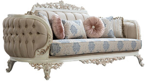 Casa Padrino Luxus Barock Sofa Mehrfarbig / Creamwei / Kupfer - Barockstil Wohnzimmer Sofa mit elegantem Muster - Luxus Wohnzimmer Mbel im Barockstil - Barock Einrichtung - Barock Mbel