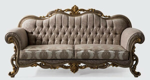 Casa Padrino Luxus Barock Sofa Grau / Silbergrau / Gold 235 x 85 x H. 120 cm - Prunkvolles Wohnzimmer Sofa mit elegantem Muster - Mbel im Barockstil
