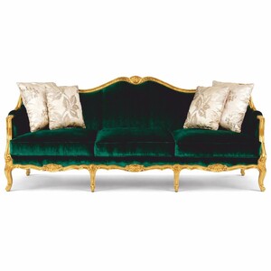 Casa Padrino Luxus Barock Sofa Gr�n / Gold 220 cm - Barock Wohnzimmer M�bel