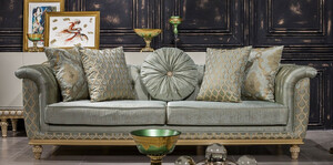 Casa Padrino Luxus Barock Sofa Trkis / Gold - Handgefertigtes Wohnzimmer Sofa im Barockstil - Barock Wohnzimmer Mbel - Edel & Prunkvoll