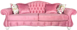 Casa Padrino Luxus Barock Sofa Rosa / Wei - Prunkvolles Wohnzimmer Sofa - Barock Wohnzimmer Mbel - Edel & Prunkvoll