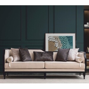 Casa Padrino Luxus Barock Sofa Beige / Schwarz 235 cm - Barock Wohnzimmer M�bel