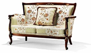 Casa Padrino Luxus Barock Sofa Hellgrn / Braun / Gold 147 cm - Made in Italy