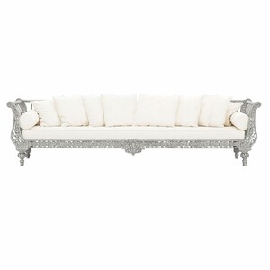 Casa Padrino Luxus Barock Sofa Grau / Wei� 300 cm - Barock Hotel & Garten M�bel