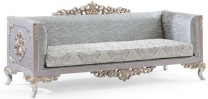 Casa Padrino Luxus Barock Sofa Trkis / Silber / Gold 225 x 86 x H. 98 cm - Edles Wohnzimmer Sofa im Barockstil - Barock Mbel