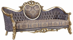 Casa Padrino Luxus Barock Sofa Blau / Gold / Silber 235 x 88 x H. 117 cm - Prunkvolles Wohnzimmer Sofa im Barockstil - Barock Mbel