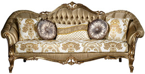 Casa Padrino Luxus Barock Sofa Gold / Wei� 256 x 87 x H. 120 cm - Prunkvolles Wohnzimmer Sofa mit dekorativen Kissen - Wohnzimmer M�bel im Barockstil