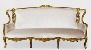 Casa Padrino Luxus Barock Sofa Wei / Gold - Prunkvolles Wohnzimmer Sofa im Barockstil - Barock Wohnzimmer & Hotel Mbel - Edel & Prunkvoll