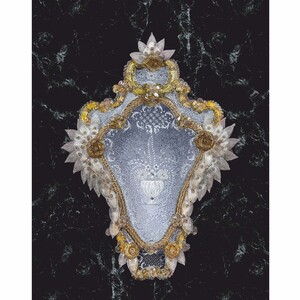 Casa Padrino Luxus Barock Spiegel Gelb H. 75 cm - Made in Italy