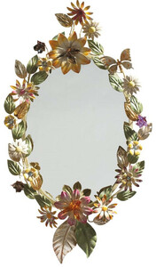 Casa Padrino Luxus Jugendstil Spiegel Blumen Mehrfarbig - Handgefertigter Metall Wandspiegel mit Swarovski Kristallglas - Luxus Qualitt - Made in Italy