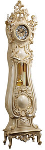 Casa Padrino Luxus Barock Standuhr Beige / Wei / Gold - Prunkvolle Massivholz Pendeluhr im Barockstil - Barock Interior - Barock Standuhren - Luxus Qualitt - Made in Italy