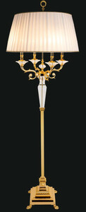 Casa Padrino Luxus Barock Stehleuchte Gold / Wei  65 x H. 185 cm - Elegante Barockstil Stehlampe mit edlem Kristallglas - Barockstil Mbel