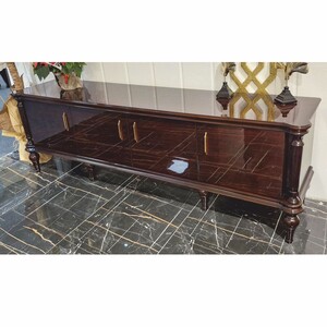 Casa Padrino Luxus Barock TV Schrank Dunkelbraun 220 cm - Barockstil Wohnzimmer M�bel