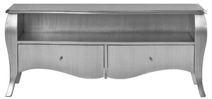 Casa Padrino Luxus Barock TV Schrank Silber - Handgefertigtes Massivholz Sideboard mit 2 Schubladen - Luxus M�bel im Barockstil - Barock M�bel - Barock Einrichtung - Edel & Prunkvoll