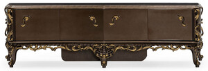 Casa Padrino Luxus Barock TV Schrank Braun / Gold - Prunkvolles Massivholz Sideboard mit 4 T�ren - Wohnzimmer M�bel im Barockstil - Barock M�bel - Edel & Prunkvoll