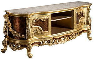 Casa Padrino Luxus Barock TV Schrank Creme / Beige / Braun / Gold 185 x 50 x H. 72 cm - Edler Fernsehschrank mit 2 Tren - Prunkvolle Barock Wohnzimmer Mbel