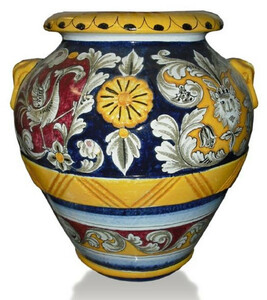 Casa Padrino Luxus Barock Terracotta Vase Mehrfarbig / Wei - Verschiedene Gren - Prunkvolle handgefertigte & handbemalte Blumenvase - Barock Deko Accessoires