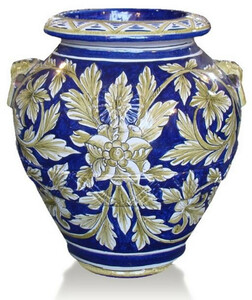 Casa Padrino Luxus Barock Terracotta Vase Blau / Gold / Wei - Verschiedene Gren - Prunkvolle handgefertigte & handbemalte Blumenvase - Barock Deko Accessoires