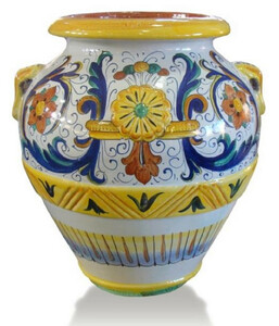 Casa Padrino Luxus Barock Terracotta Vase Wei / Mehrfarbig - Verschiedene Gren - Prunkvolle handgefertigte & handbemalte Blumenvase - Barock Deko Accessoires