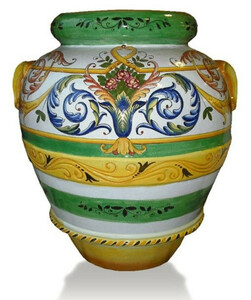 Casa Padrino Luxus Barock Terracotta Vase Wei / Bunt - Verschiedene Gren - Prunkvolle handgefertigte & handbemalte Blumenvase - Barock Deko Accessoires