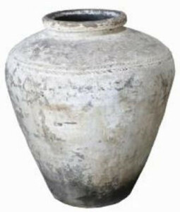 Casa Padrino Luxus Barock Terracotta Vase Antik Wei�  35 x H. 88 cm - Handgefertigte Antik Stil Blumenvase - Blumentopf - Pflanzentopf - Barock Deko Accessoires - Barockstil Garten Deko