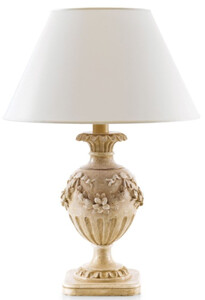 Casa Padrino Luxus Barock Tischleuchte Antik Beige / Wei�  23 x H. 51,5 cm - Prunkvolle Barockstil Schreibtischleuchte mit Lampenschirm - Luxus Qualit�t - Made in Italy