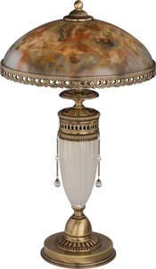 Casa Padrino Luxus Barock Tischleuchte Messing mit Patina / Bunt / Wei� H. 53 cm