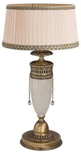 Casa Padrino Luxus Barock Tischleuchte Messing mit Patina / Wei� / Beige H. 54 cm