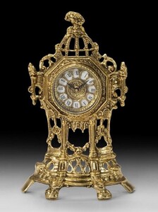 Casa Padrino Luxus Barock Tischuhr Gold H. 35 cm - Barock Deko Accessoires