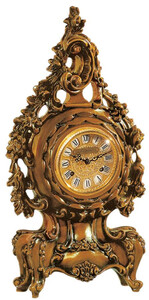 Casa Padrino Luxus Barock Tischuhr Braun / Gold - Prunkvolle Barockstil Uhr - Handgeschnitzte Barock Schreibtischuhr - Luxus Qualit�t - Made in Italy