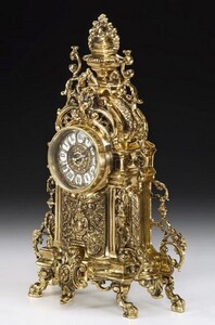 Casa Padrino Luxus Barock Tischuhr Gold 27 x H. 44 cm - Barockstil Bronze Schreibtischuhr