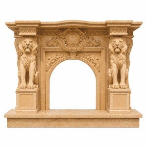 Casa Padrino Luxus Barock Travertin Kaminumrandung Beige 180 x H. 140 cm