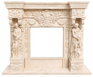 Casa Padrino Luxus Barock Marmor Kaminumrandung Hellbeige 190 x H. 160 cm - Prunkvolle Barockstil M�bel - Barock Hotel & Wohnzimmer Interior