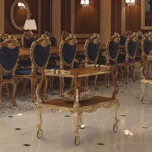 Casa Padrino Luxus Barock Hotel Servierwagen Braun / Gold / Silber - Made in Italy