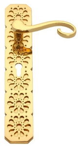 Casa Padrino Luxus Barock Trklinken Set Gold 16,5 x H. 60 cm - Edle Trgriffe mit mit 24 Karat Vergoldung - Prunkvolle Wohnaccessoires im Barockstil
