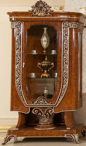 Casa Padrino Luxus Barock Vitrine Braun / Bronzefarben - Prunkvoller Massivholz Vitrinenschrank mit Glast�r - Handgefertigte Barock M�bel - Edel & Prunkvoll