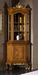 Casa Padrino Luxus Barock Vitrine Braun / Gold - Handgefertigter Massivholz Vitrinenschrank mit 2 T�ren - Prunkvolle Barock M�bel - Luxus Qualit�t - Made in Italy