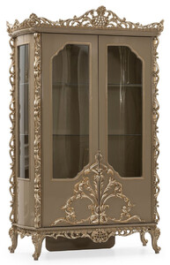 Casa Padrino Luxus Barock Vitrine Grau / Gold - Prunkvoller Massivholz Vitrinenschrank mit 2 T�ren - Luxus M�bel im Barockstil - Barock M�bel - Edel & Prunkvoll