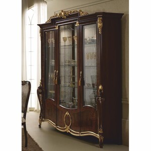 Casa Padrino Luxus Barock Vitrine Dunkelbraun / Gold 198 x H. 231 cm - Barock M�bel - Made in Italy