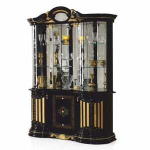 Casa Padrino Luxus Barock Vitrine Schwarz / Gold 139 x H. 213 cm - Barock M�bel - Made in Italy