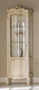 Casa Padrino Luxus Barock Vitrine Cremefarben / Silber / Gold - Handgefertigter Massivholz Vitrinenschrank mit T�r - Prunkvolle Barock M�bel - Luxus Qualit�t - Made in Italy