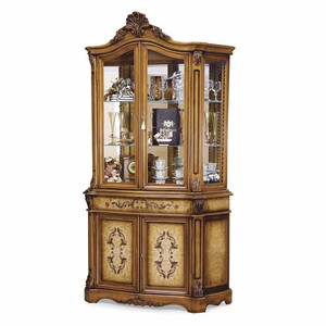Casa Padrino Luxus Barock Vitrine Braun / Naturfarben H. 232 cm - Barockstil M�bel