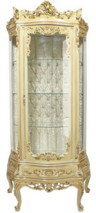 Casa Padrino Barock Vitrine Cremefarben 80 x 40 x H. 200 cm - Prunkvoller Barock Vitrinenschrank mit Glast�r und wundersch�nen Verzierungen - Barock M�bel