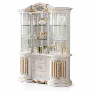 Casa Padrino Luxus Barock Vitrine Wei� / Gold 139 x H. 213 cm - Barock M�bel - Made in Italy