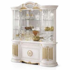 Casa Padrino Luxus Barock Vitrine Wei� / Gold 173 x H. 213 cm - Barock M�bel - Made in Italy