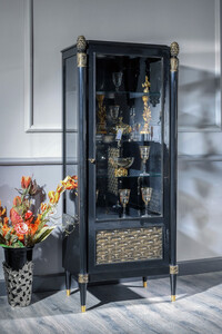 Casa Padrino Luxus Barock Vitrine Schwarz / Gold - Prunkvoller Massivholz Vitrinenschrank mit Glastr - Luxus Mbel im Barockstil - Barock Mbel - Edel & Prunkvoll