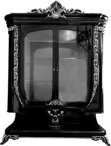 Casa Padrino Luxus Barock Vitrine Schwarz / Silber - Handgefertigte Barock M�bel