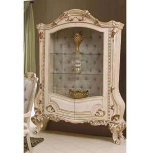 Casa Padrino Luxus Barock Vitrine Creme / Gold / Grau H. 220 cm - Barock M�bel
